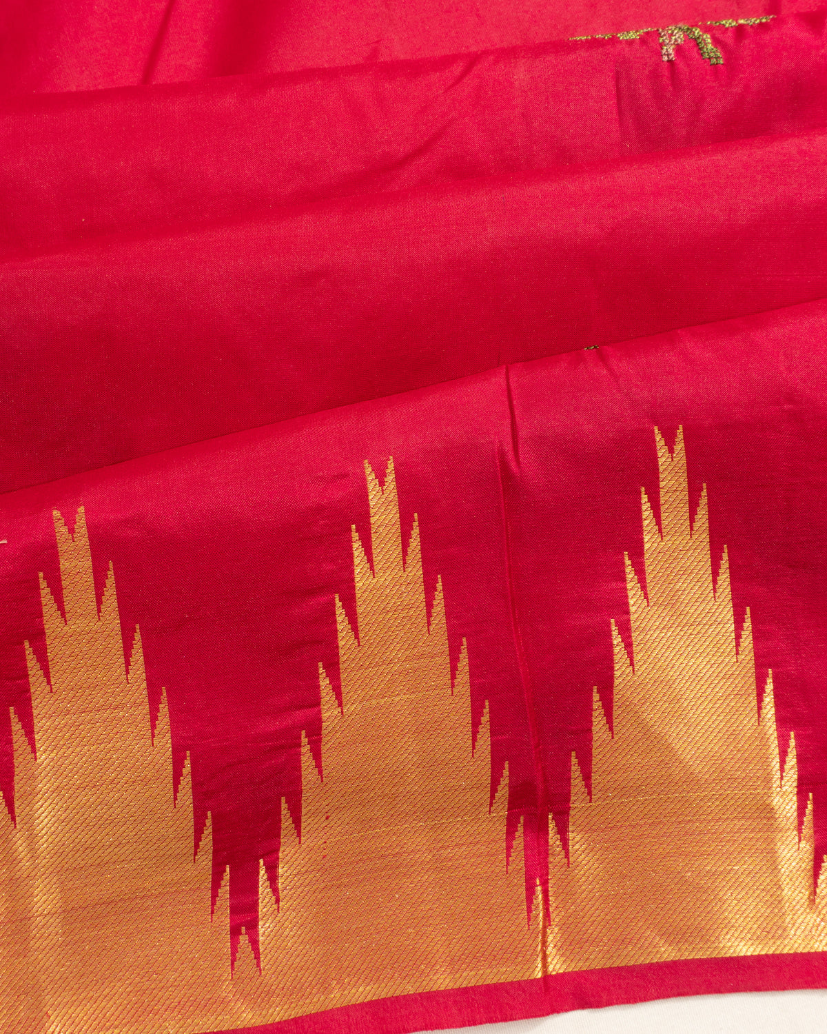 Soft Silk Floral Embroidery Butta Red Saree With Temple Border