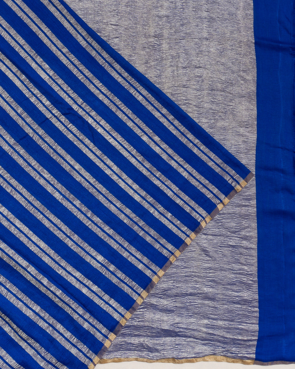 Tussar Lines Royal Blue Saree