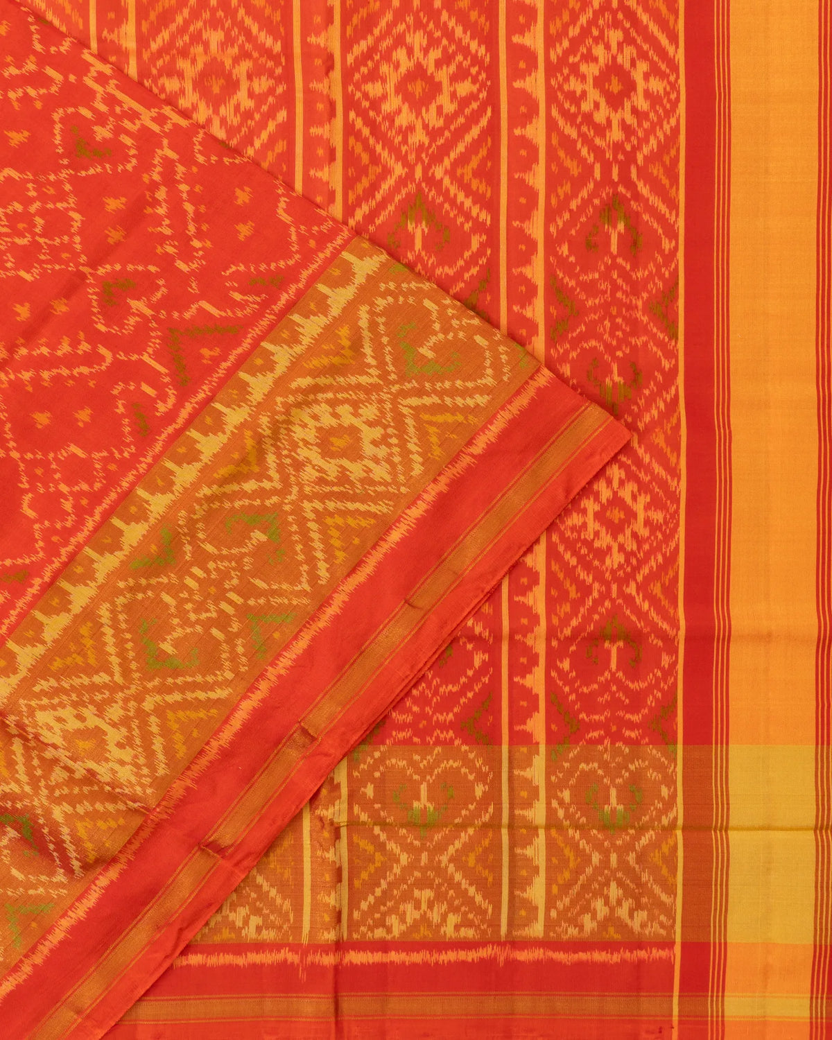 Rajkot Patola Silk Ikat Orange Saree