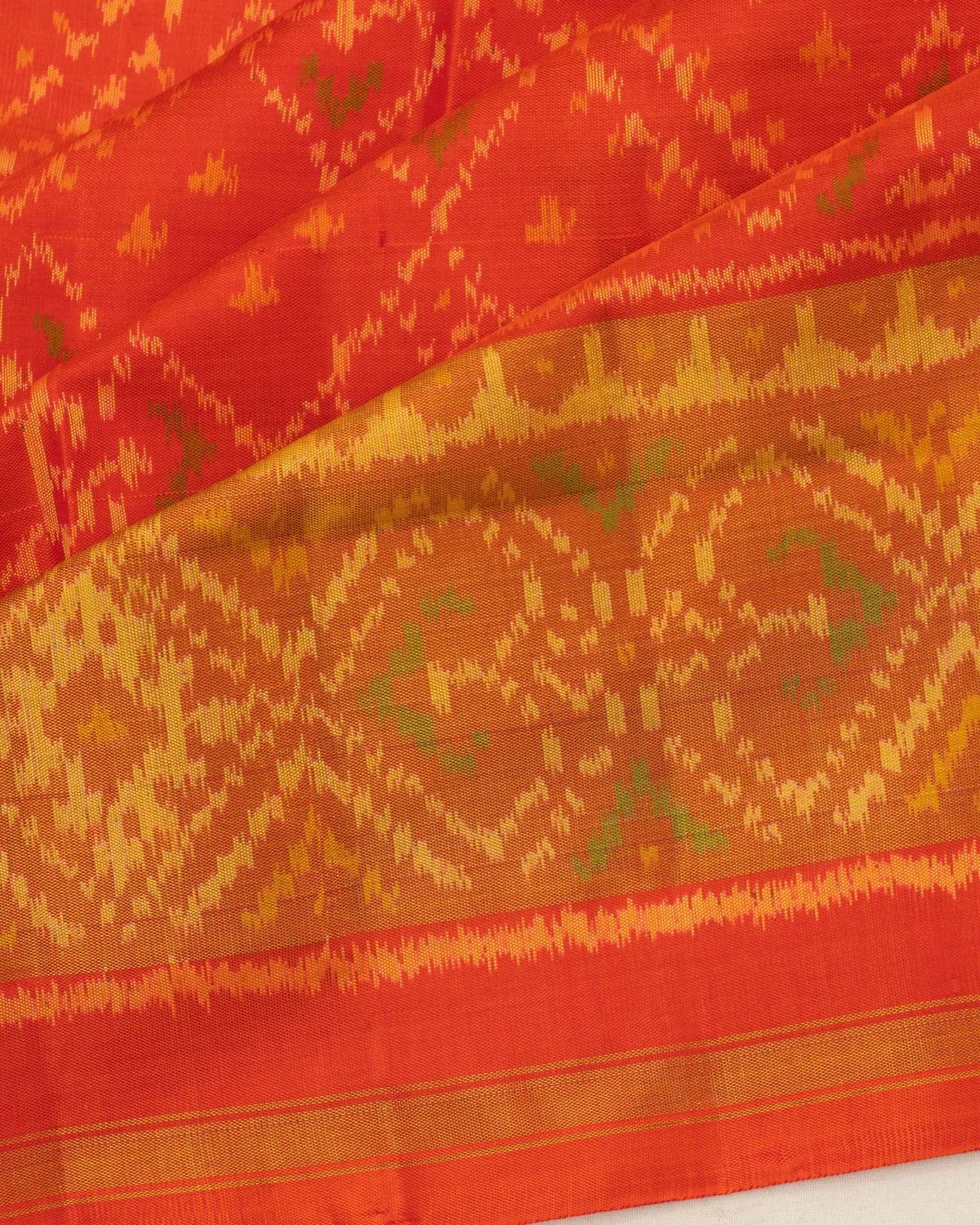 Rajkot Patola Silk Ikat Orange Saree