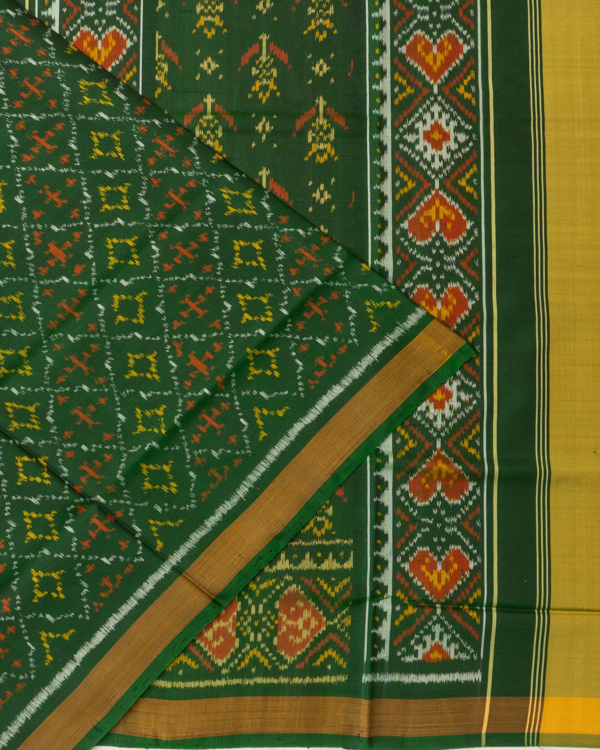 Rajkot Patola Silk Ikat Dark Green Saree