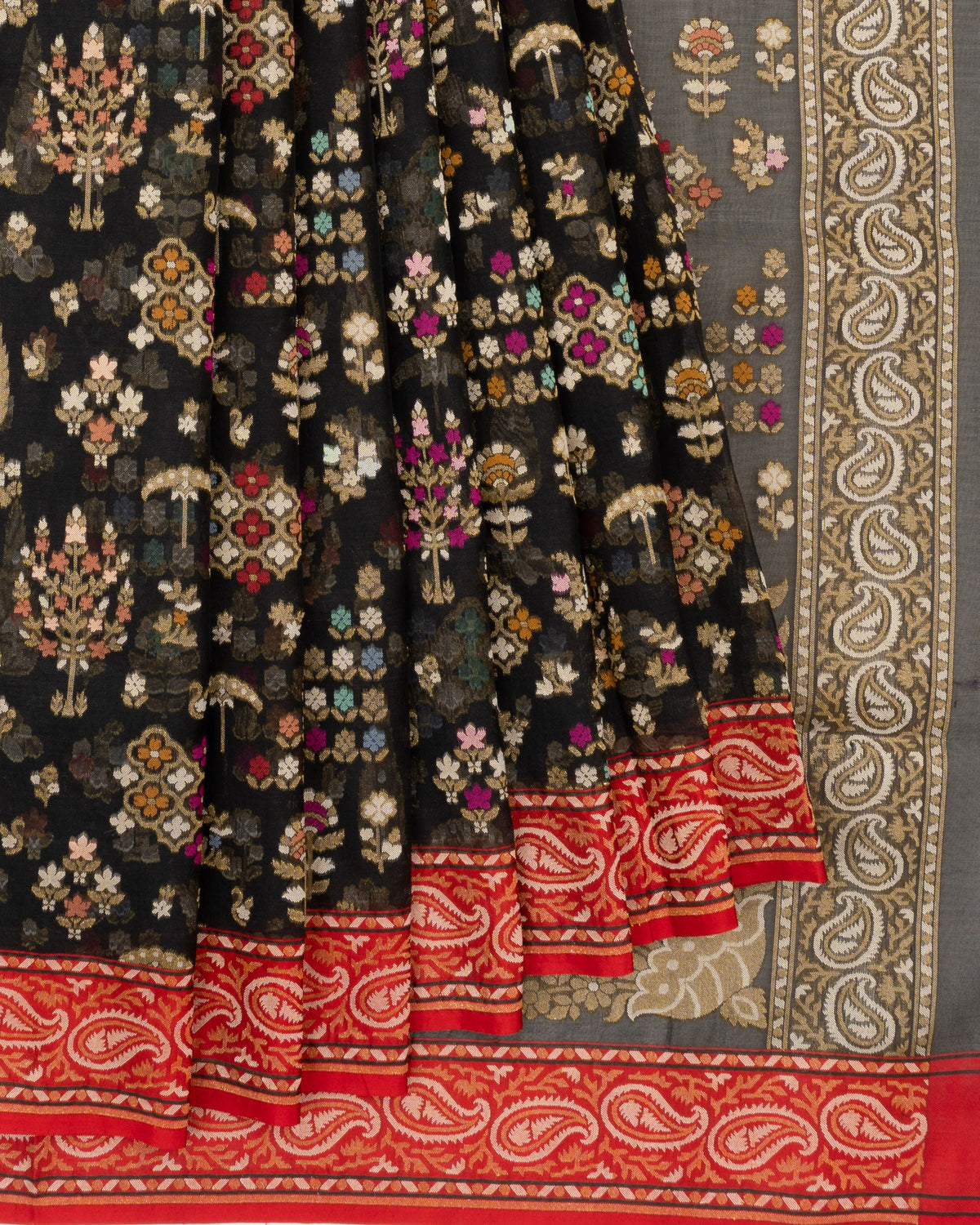 Banarasi Kora Organza Butta Black Saree