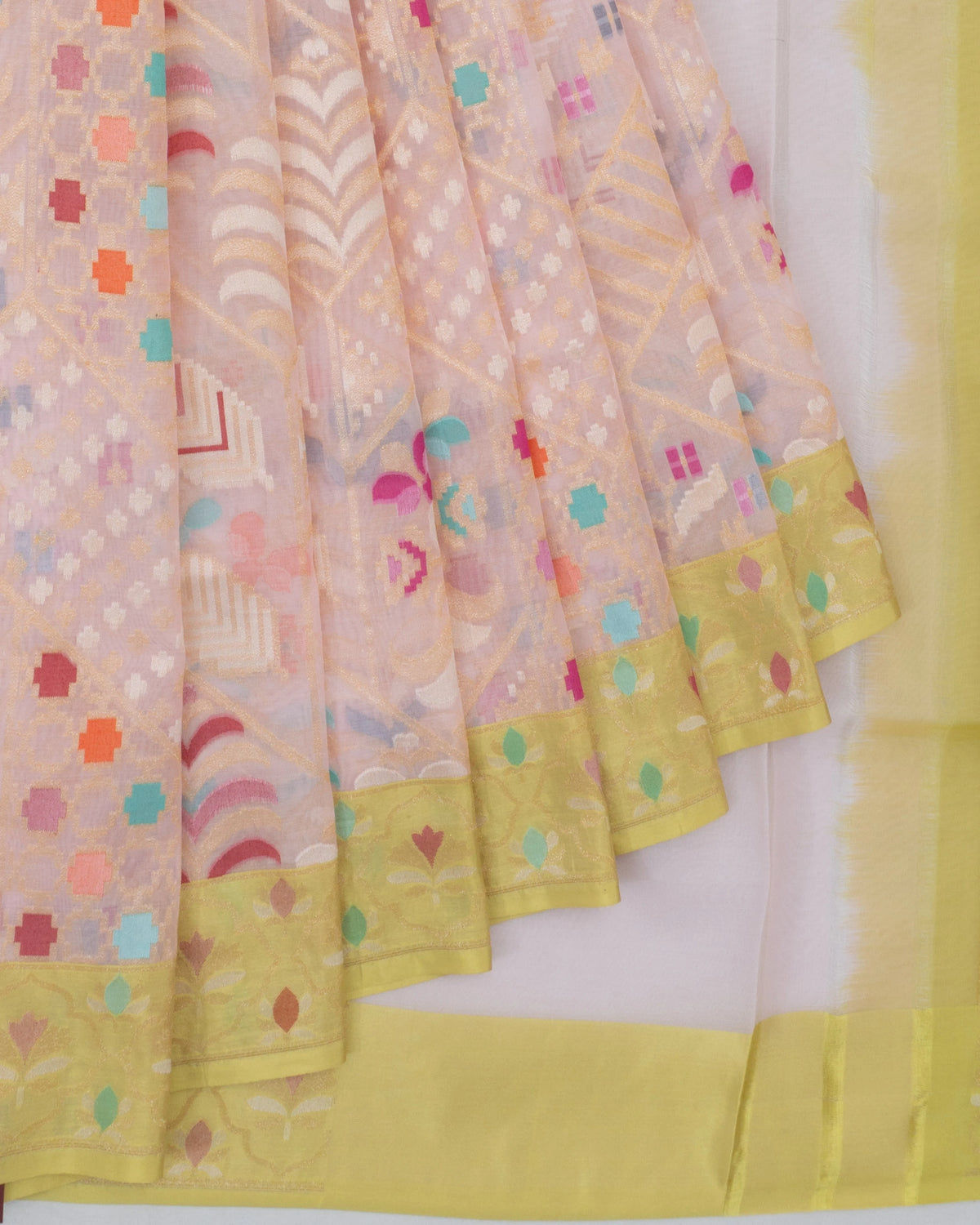 Banarasi Kora Organza Brocade Pastel Pink Saree