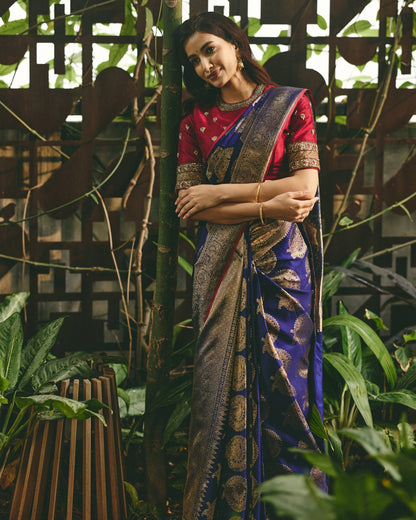 Kanchipuram Silk Butta Blue Saree