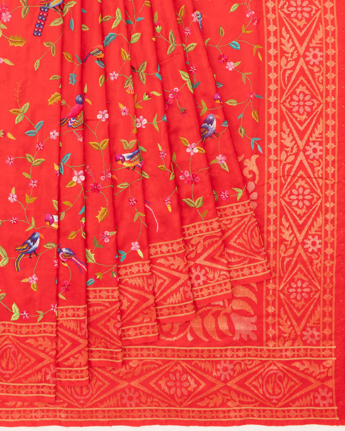 Petit Point X Banarasi Silk Jamdani Jaal Raktambari Saree