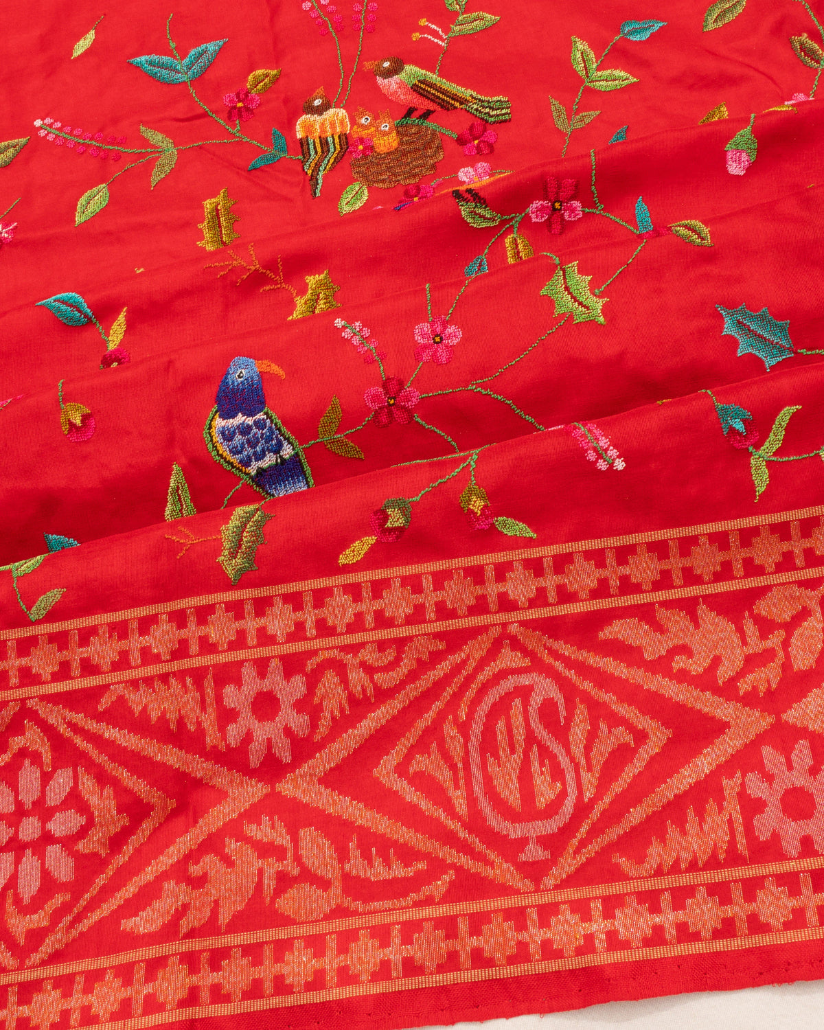 Petit Point X Banarasi Silk Jamdani Jaal Raktambari Saree