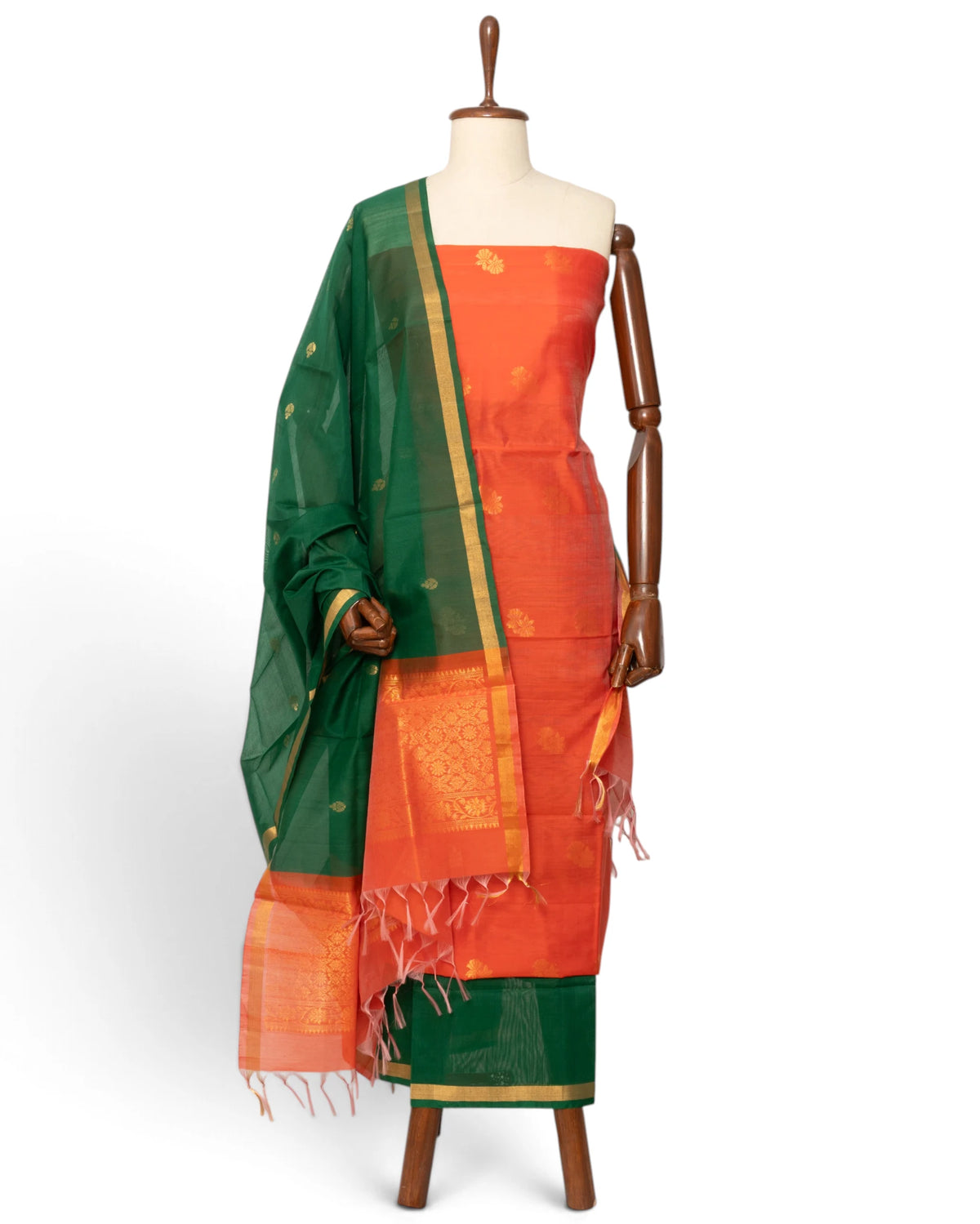 Coimbatore Silk Butta Orange Salwar Suit Set