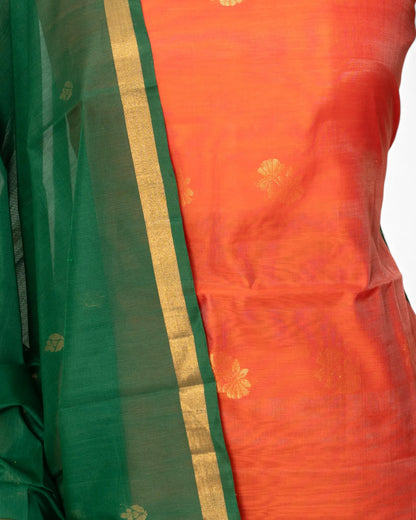 Coimbatore Silk Butta Orange Salwar Suit Set
