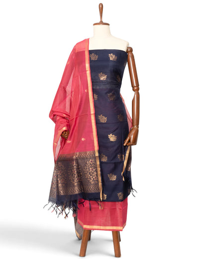 Coimbatore Silk Butta Dark Blue Salwar Suit Set