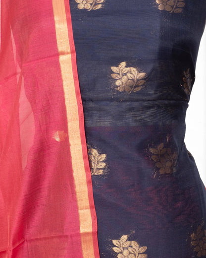 Coimbatore Silk Butta Dark Blue Salwar Suit Set