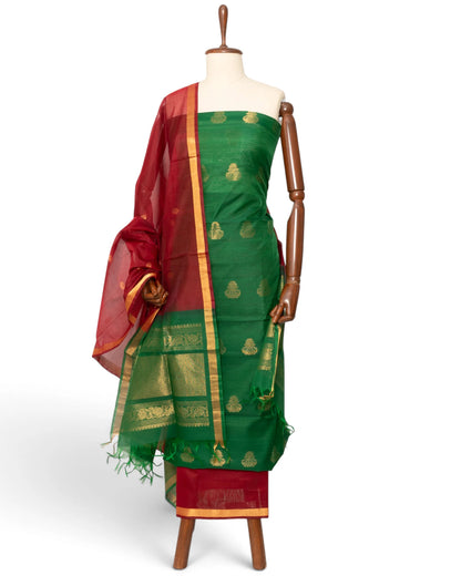Coimbatore Silk Butta Green Salwar Suit Set