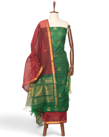 Coimbatore Silk Butta Green Salwar Suit Set