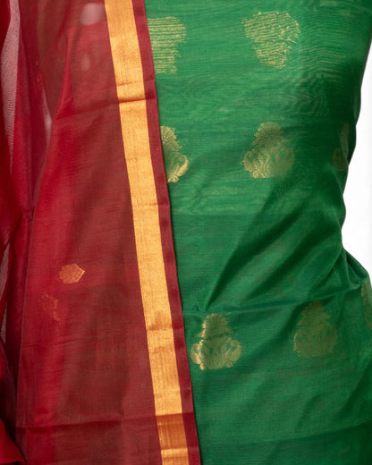Coimbatore Silk Butta Green Salwar Suit Set