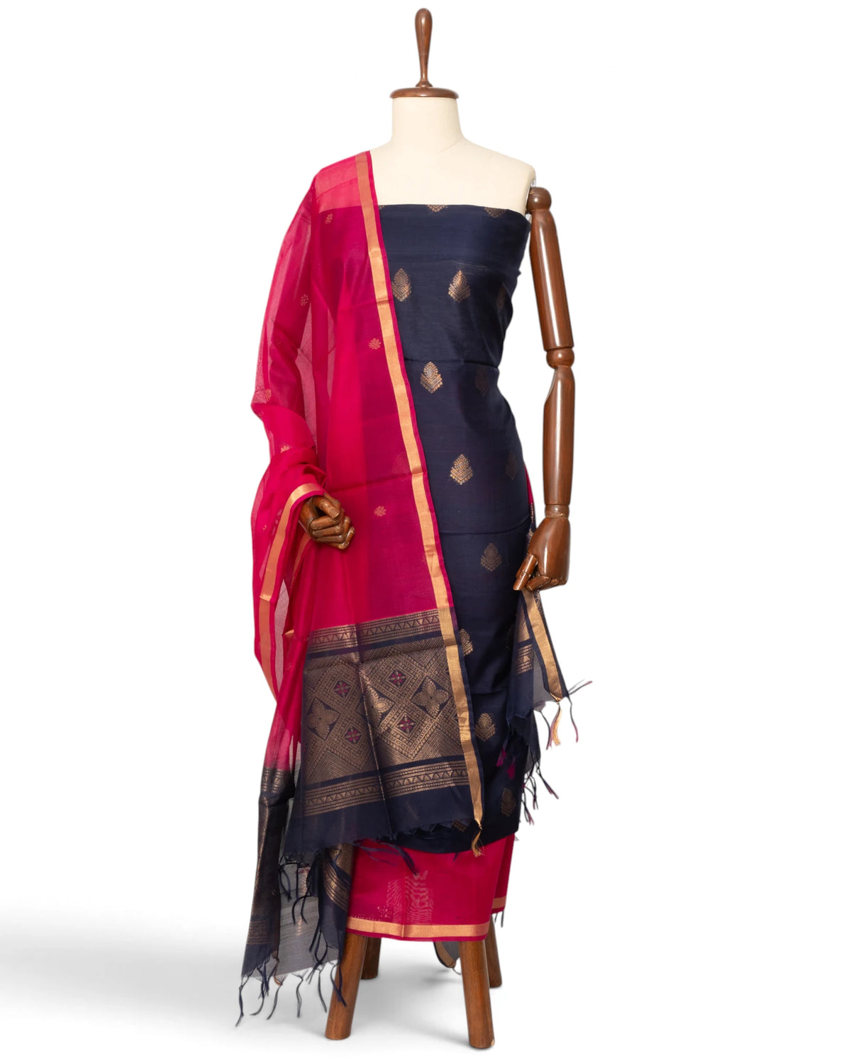 Coimbatore Silk Butta Dark Blue Salwar Suit Set