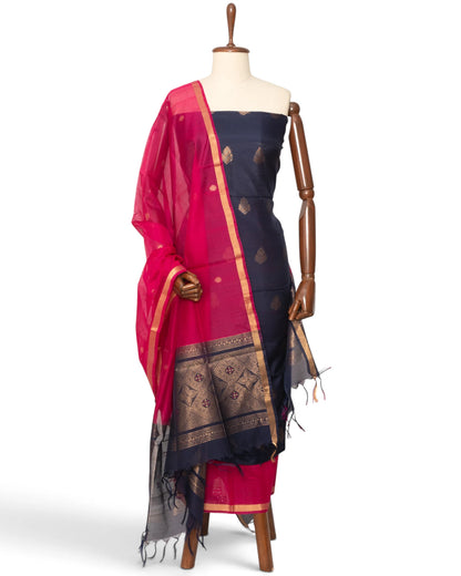 Coimbatore Silk Butta Dark Blue Salwar Suit Set