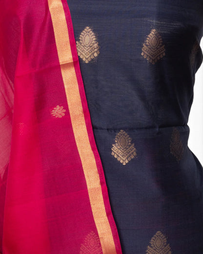 Coimbatore Silk Butta Dark Blue Salwar Suit Set