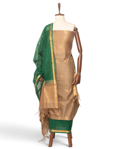 Coimbatore Silk Butta Sandal Brown Salwar Suit Set