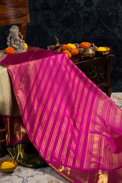 Kanchipuram Silk Butta Cream Saree