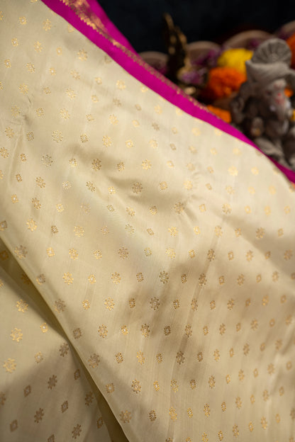 Kanchipuram Silk Butta Cream Saree