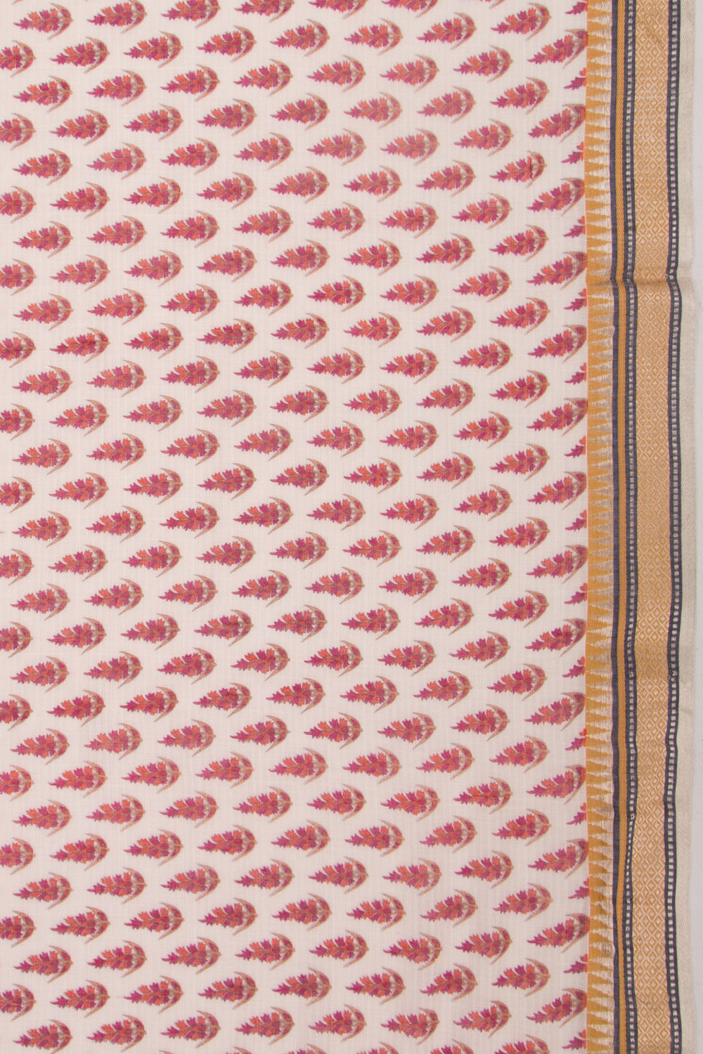Mul Cotton Floral Printed Cream Saree