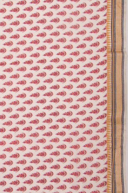 Mul Cotton Floral Printed Cream Saree