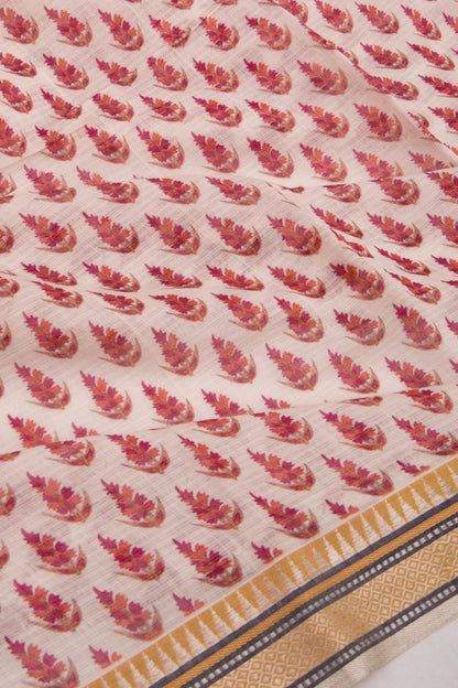 Mul Cotton Floral Printed Cream Saree