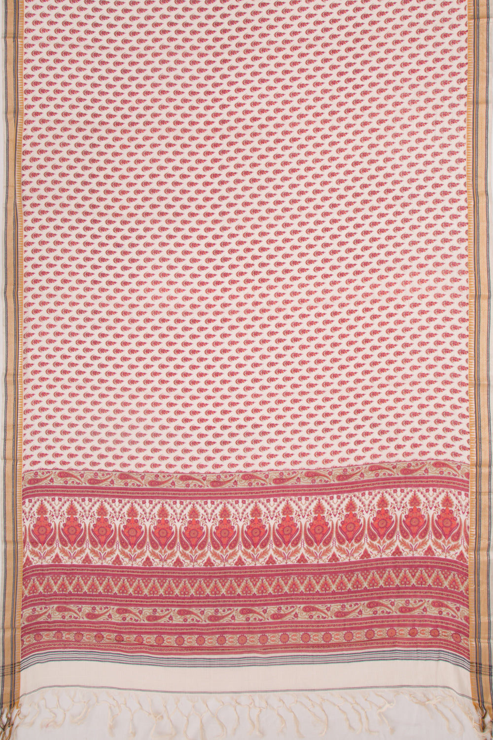 Mul Cotton Floral Printed Cream Saree