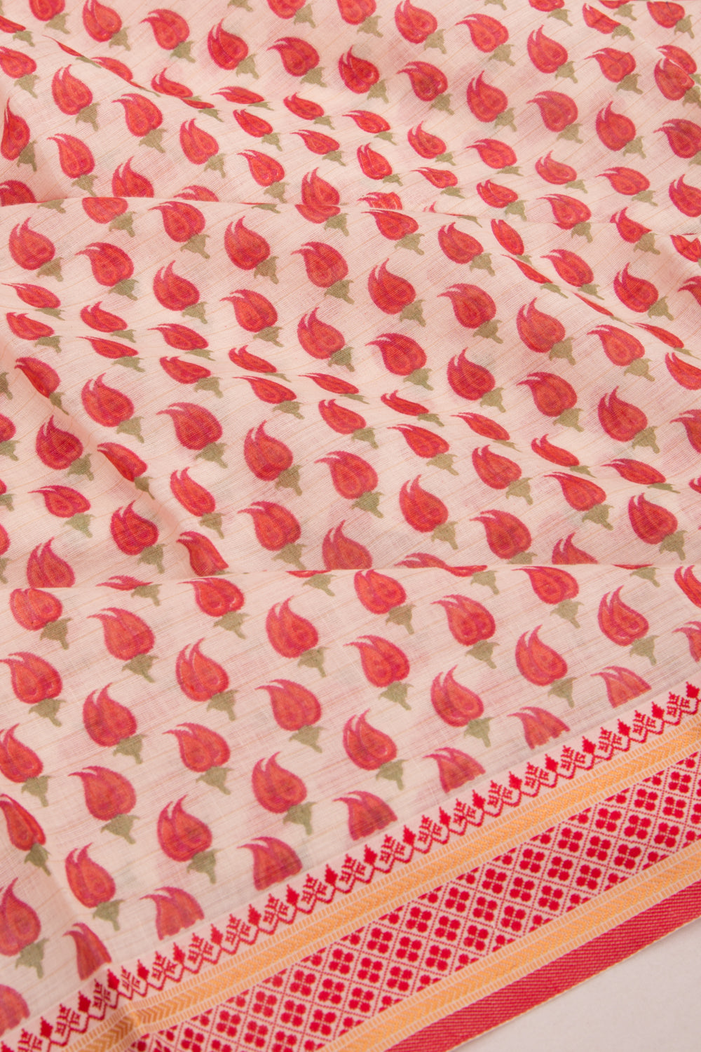 Mul Cotton Floral Printed Cream Saree