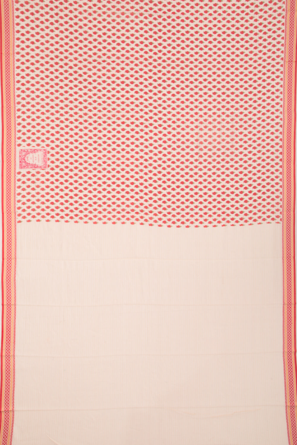 Mul Cotton Floral Printed Cream Saree