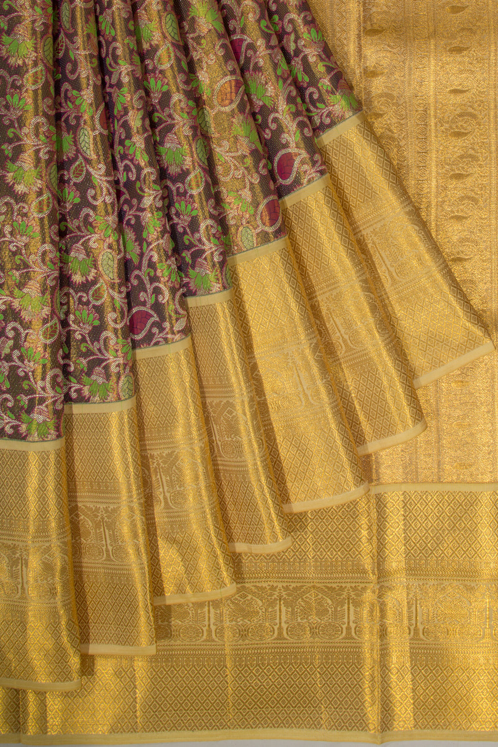 Kanchipuram Silk Tissue Jaal Purple Saree