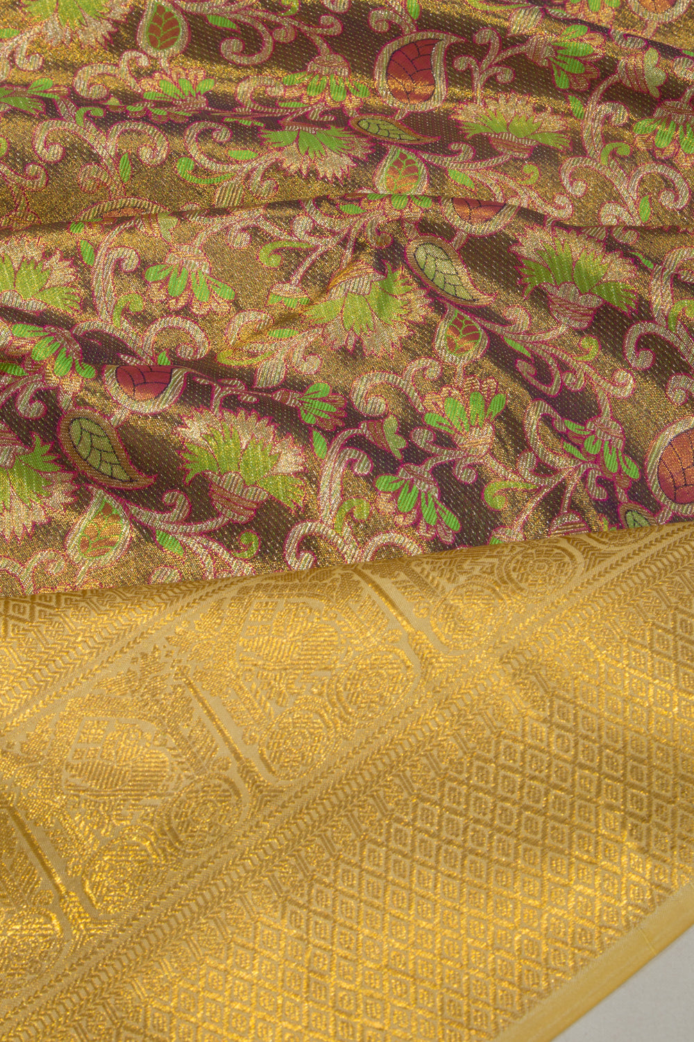 Kanchipuram Silk Tissue Jaal Purple Saree