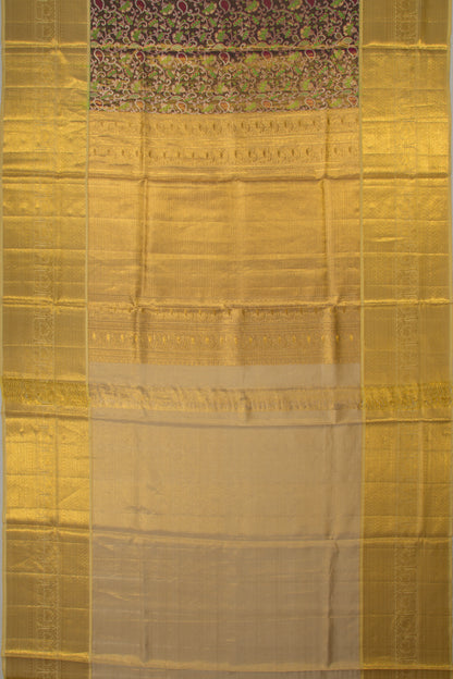 Kanchipuram Silk Tissue Jaal Purple Saree