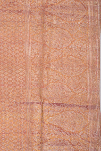 Kanchipuram Silk Tissue Brocade Peach Saree