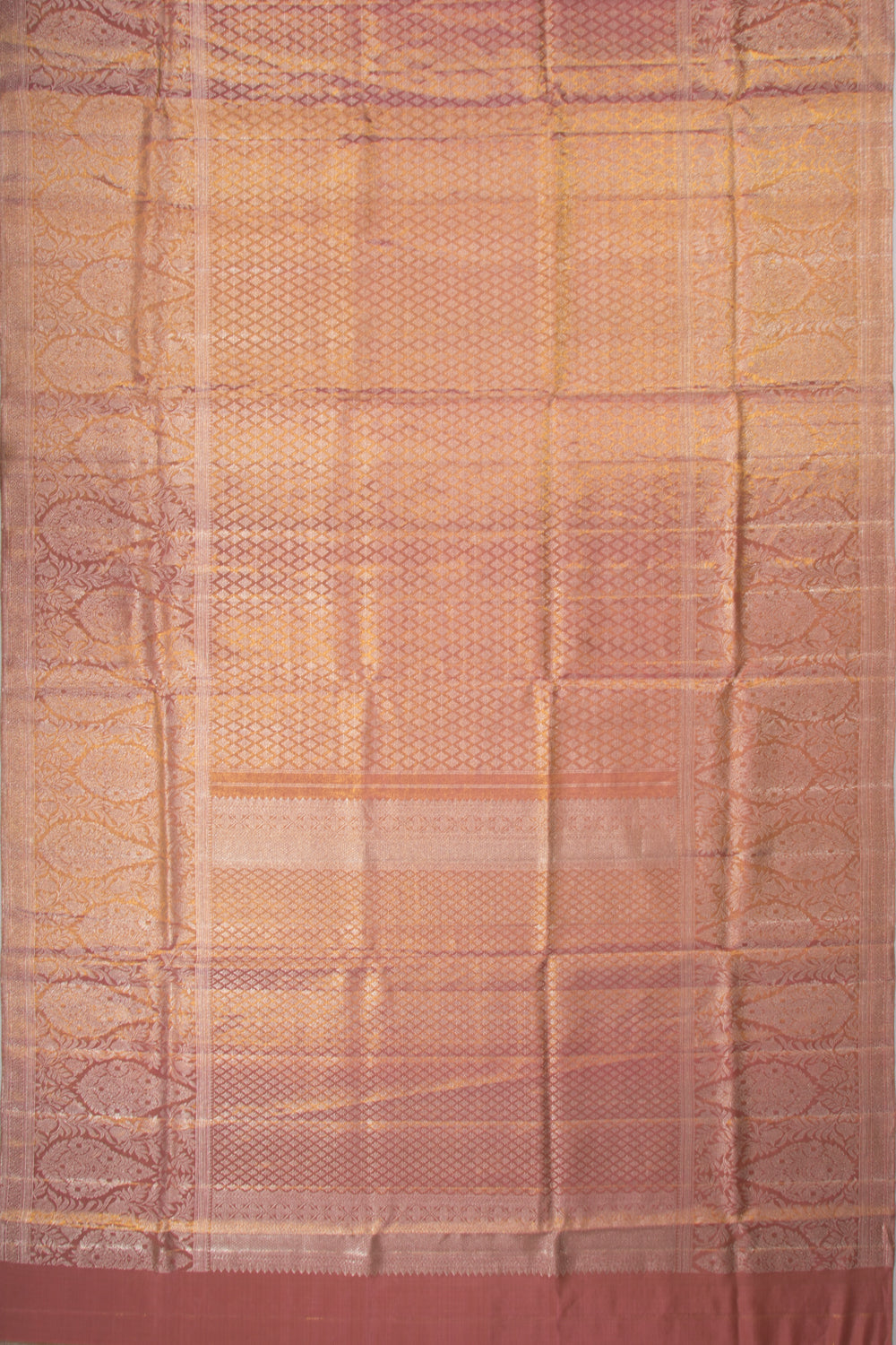 Kanchipuram Silk Tissue Brocade Peach Saree