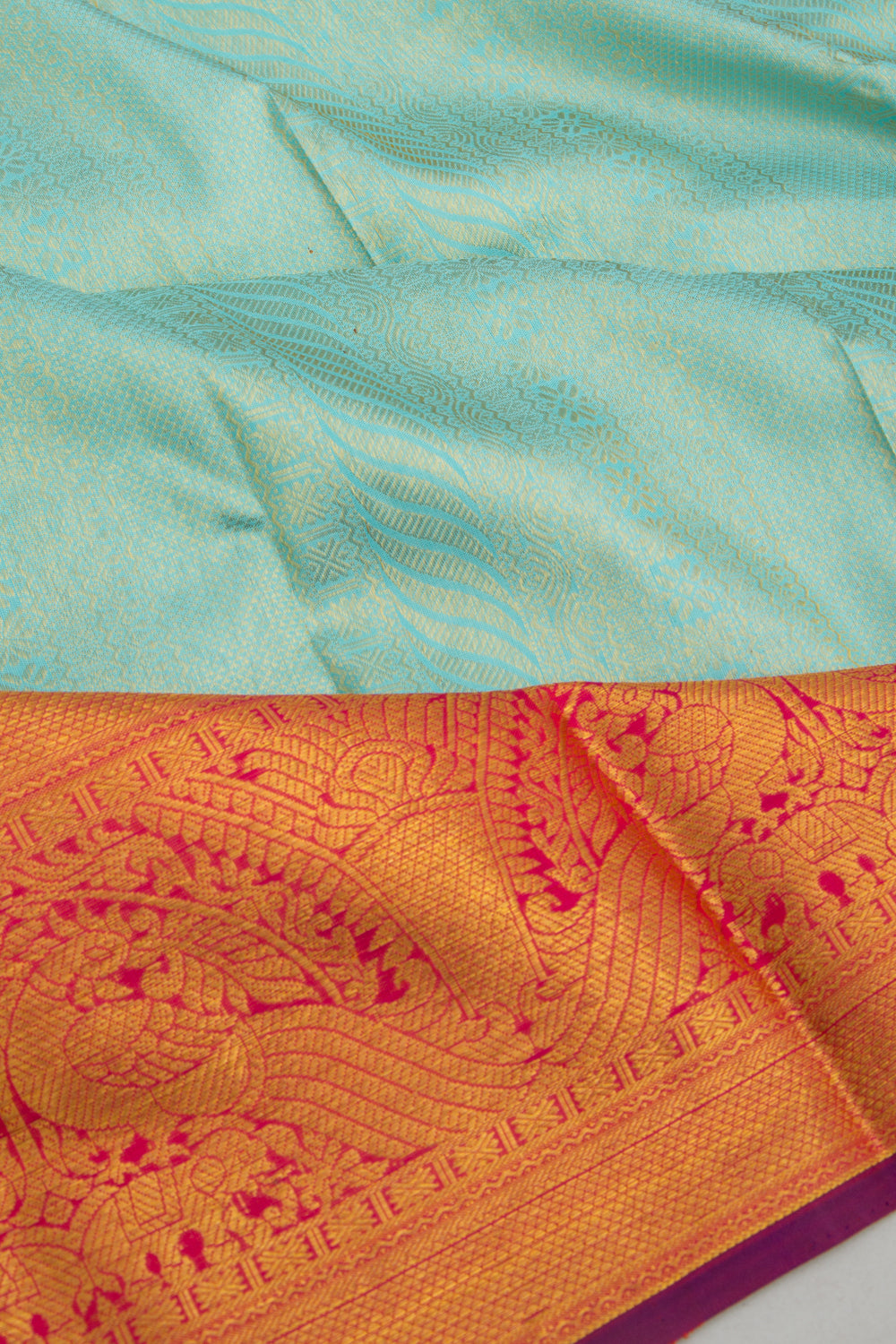 Kanchipuram Silk Brocade Sky Blue Saree