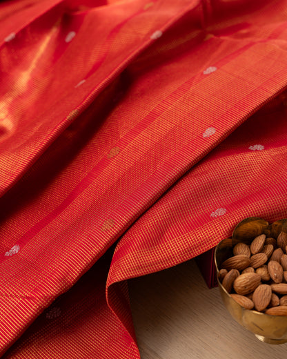 Kanchipuram Silk Brocade Red Saree With Rakhi And Gift Box
