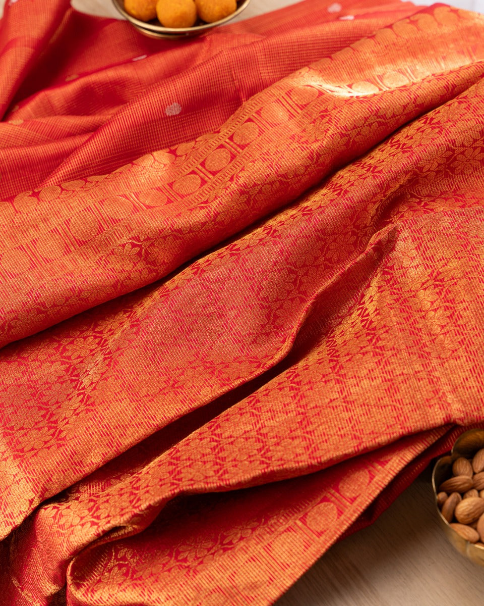 Kanchipuram Silk Brocade Red Saree