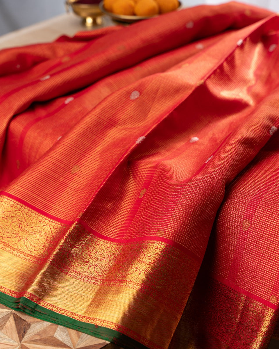 Kanchipuram Silk Brocade Red Saree