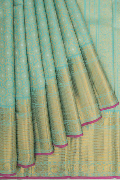 Kanchipuram Silk Brocade Blue Saree