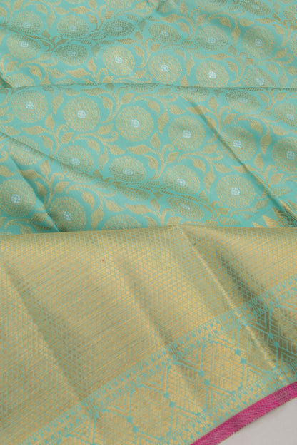Kanchipuram Silk Brocade Blue Saree