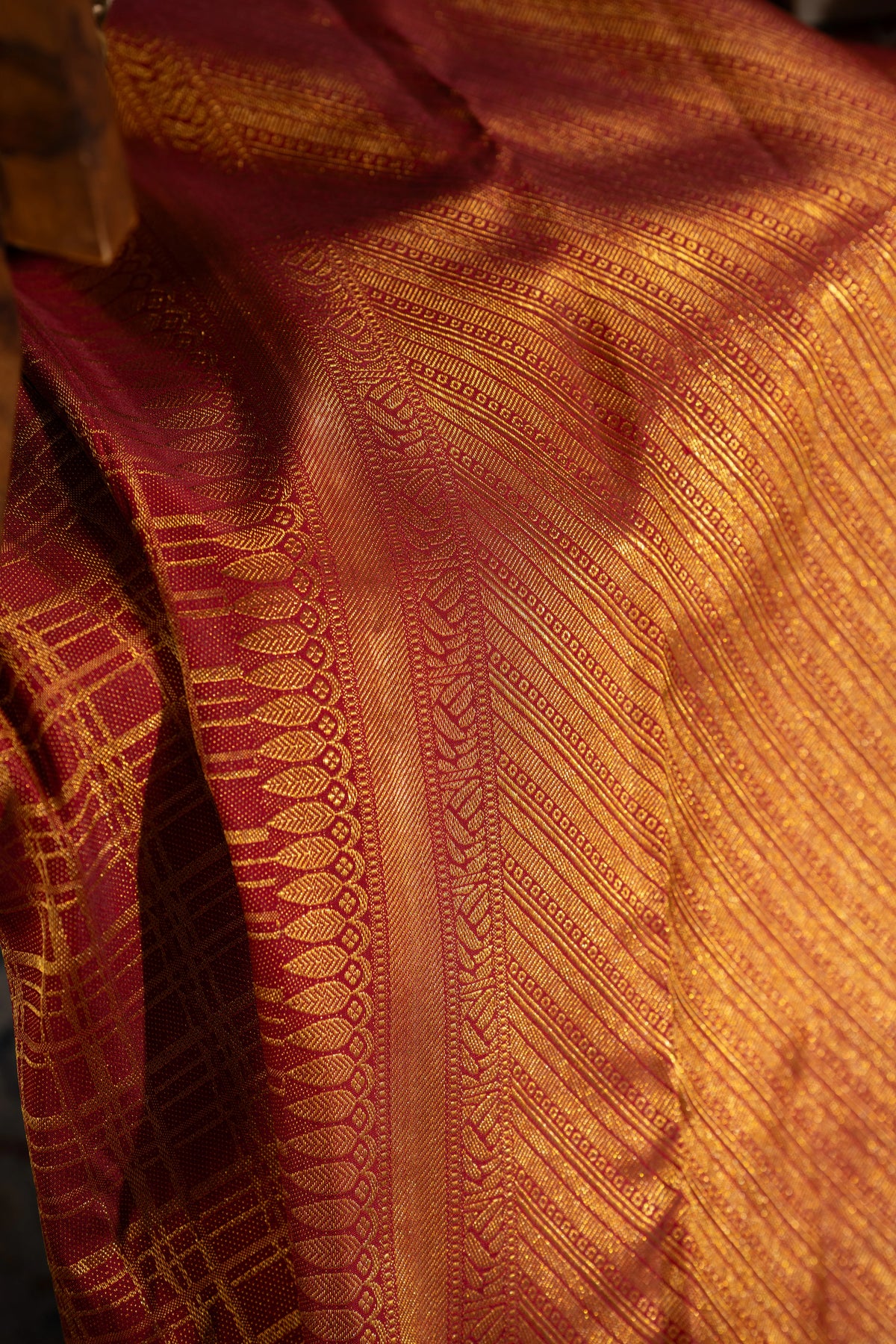 Kanchipuram Silk Checks Red Saree