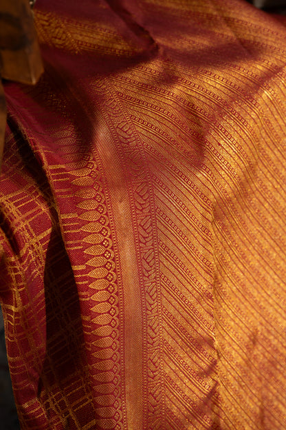 Kanchipuram Silk Checks Red Saree