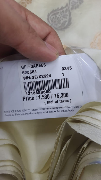 Banarasi Silk Leheriya Cream Saree