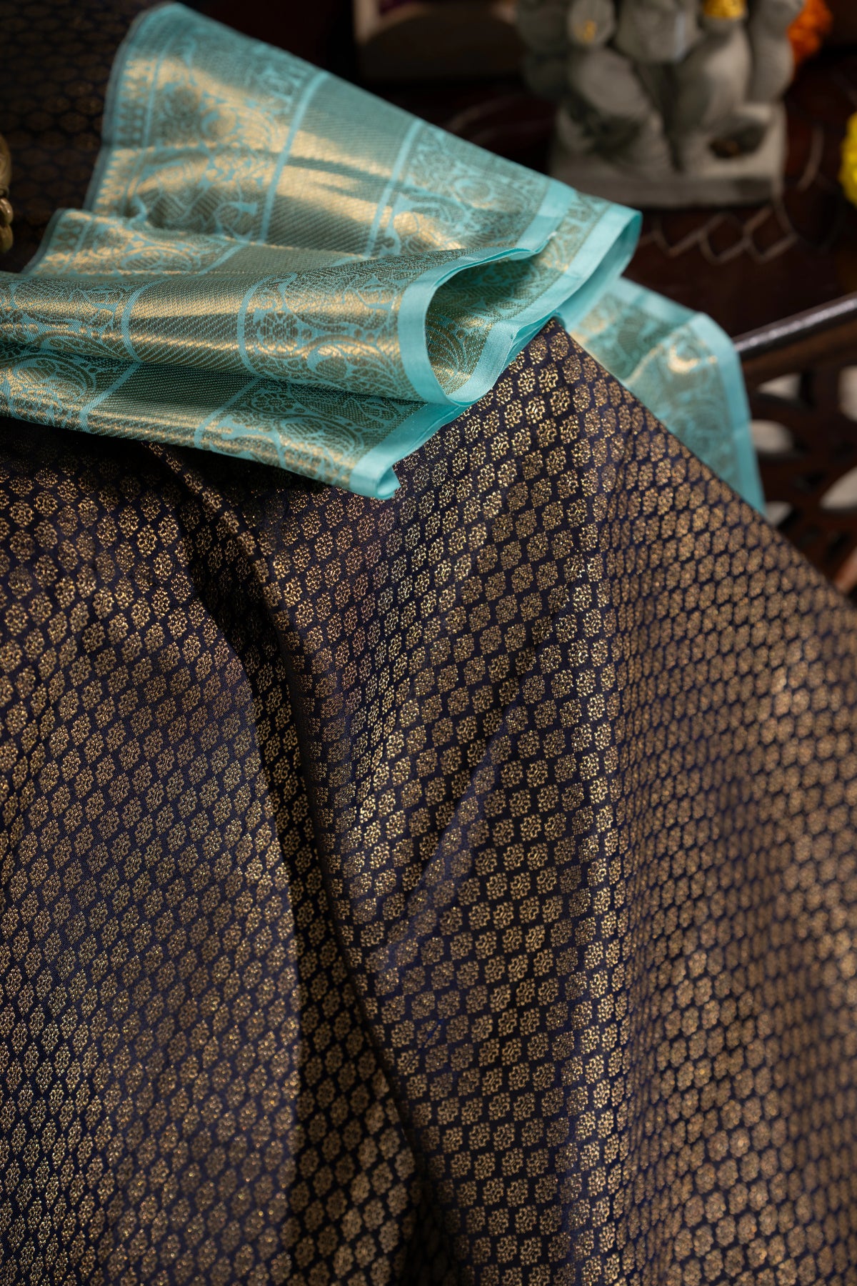 Taranga Kanchi Silk Brocade Dark Blue Saree
