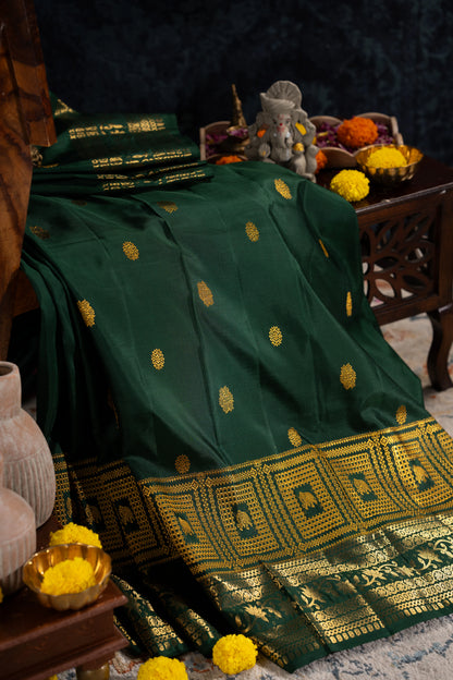 Kanchipuram Silk Butta And Brocade Green Saree