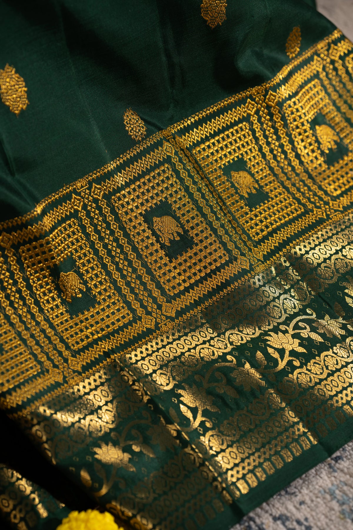 Kanchipuram Silk Butta And Brocade Green Saree