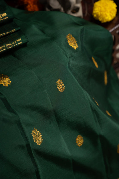 Kanchipuram Silk Butta And Brocade Green Saree
