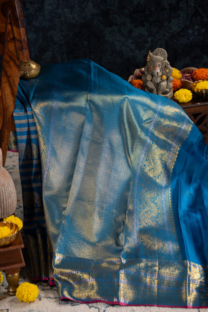 Taranga Kanchi Silk Brocade Blue Saree