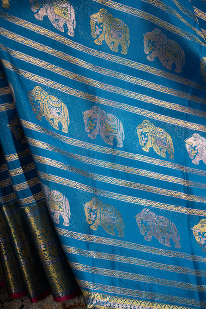 Taranga Kanchi Silk Brocade Blue Saree