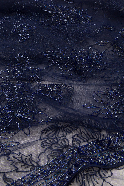 Banarasi Net Gota Patti Embroidery Jaal Blue Saree